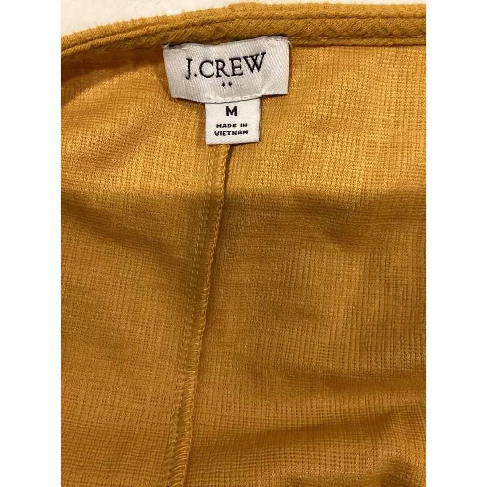 J. Crew Mustard Yellow Linen Blend Wrap Dress Short Sleeve Tie Waist Midi Size M